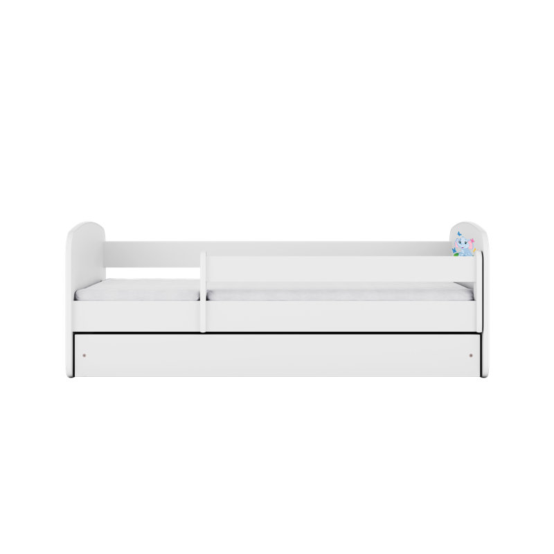 Cicero Drawer Convertible Bed and Mattress, White, European Toddler (80 x 180 cm)