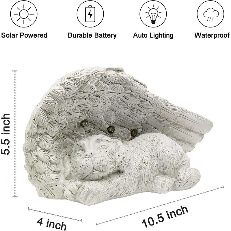 Pet Memorial Stone Solar Lights – Loss Of Dog Or Cat Memorial Garden Decor With LED Lighting