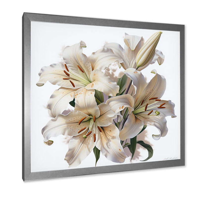«Lily Blossom Ballet I» sur toile, H 36 po x l 36 po x P 1,5 po, Cadre simple argenté
