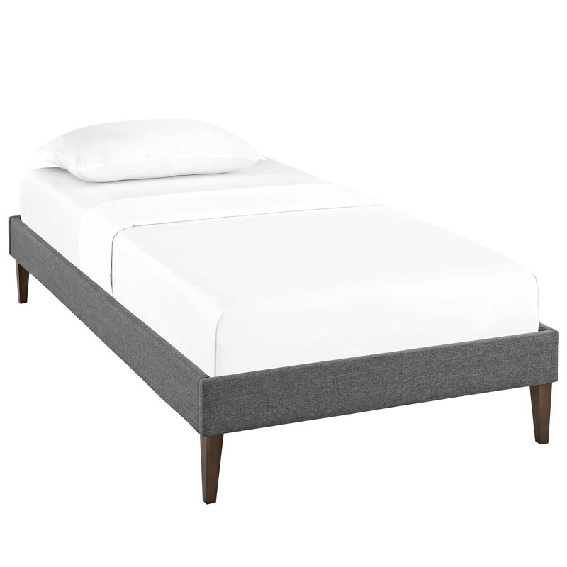Base de lit Tessie avec pieds fuselés carrés, Gris, Simple
