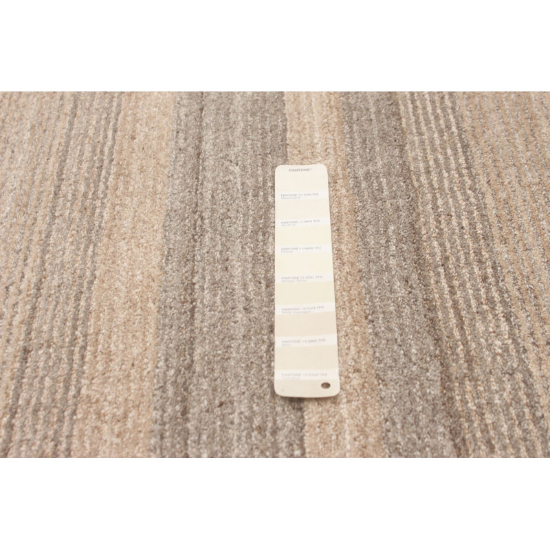 Tapis rayé beige en laine tissé à la main Springfield