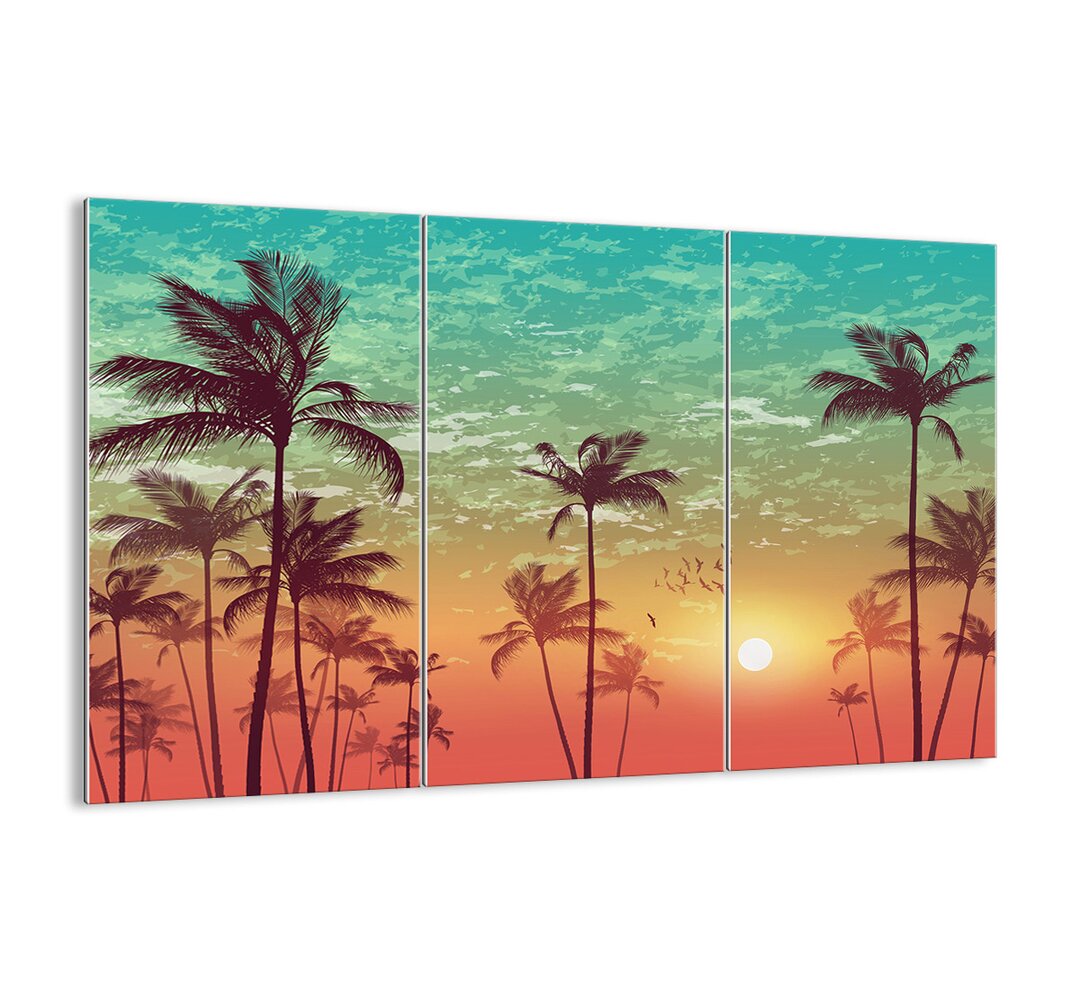 Tropical Vibes" - 3 Stück ungerahmter Fotodrucksatz auf Glas