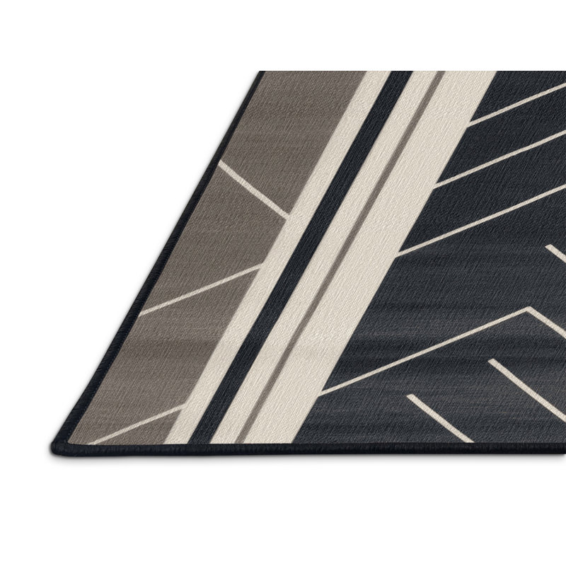  Tapis lavable rayé gris ardoise perlé, Rectangulaire 8 pi x 10 pi