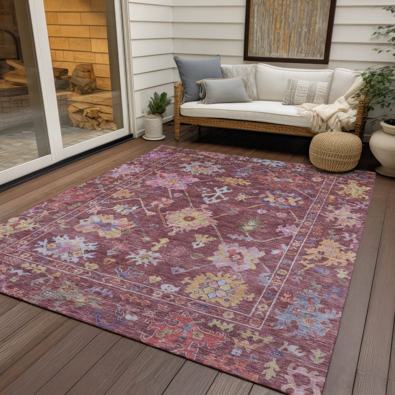 Machine Washable Indoor/Outdoor Kaczor ACN2234 Global Rug, Rectangle 5' x 7'6"