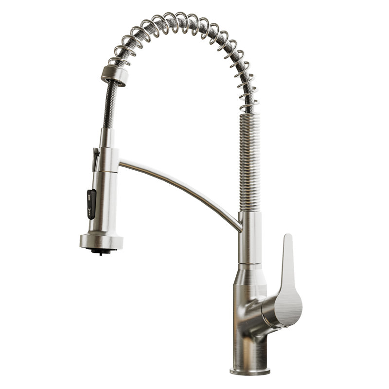 Karran Scottsdale Single-Handle Pull-Down Sprayer Kitchen Faucet, Stainless Steel