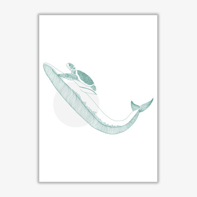 Marine Animals Whale And Turtle - Print