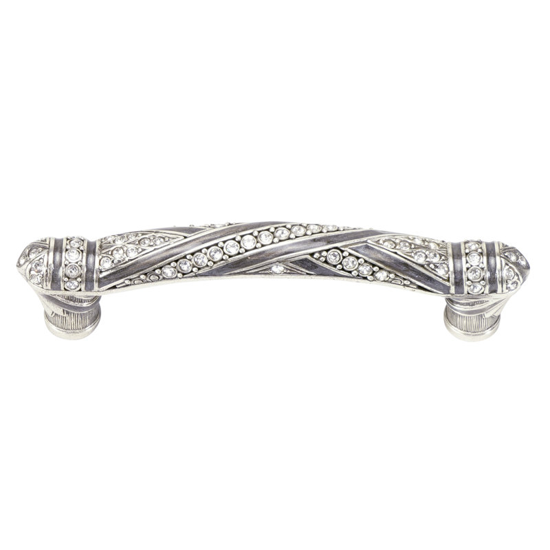 FAIRFAX 3-1/2" C TO C PULL WITH METALLIC SILVER, DECORATED WITH SWAROVSKI® CLEAR CRYSTAL; BURNISHED SILVER