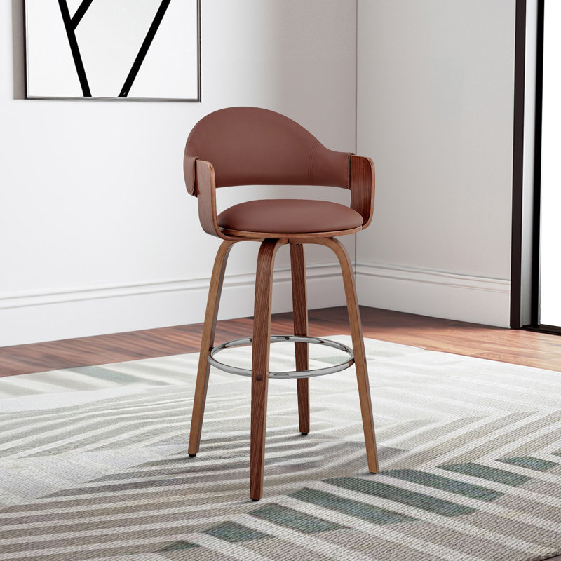 Mancuso Swivel Upholstered Counter Stool, Counter Stool (26" Seat Height), Gray Faux Leather /Black Frame
