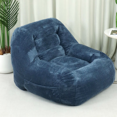 Mini canapé Fluffy Cloud en velours côtelé bleu, fausse fourrure douce, sans assemblage, pour dortoir, chambre à coucher et salon, dessin de chaise ergonomique, profondeur 33,34 po, largeur 38,75 po, hauteur 26,96 po, jeu de 30,58 lb