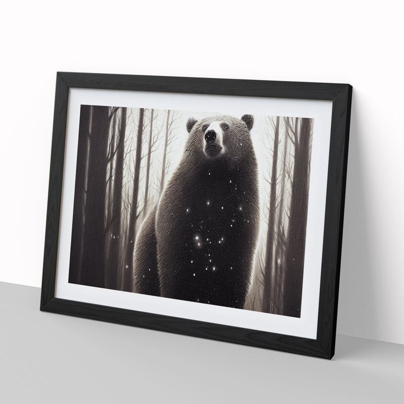 Evocative Bear - Framed Print, Black, 25cm H x 34cm W x 2cm D