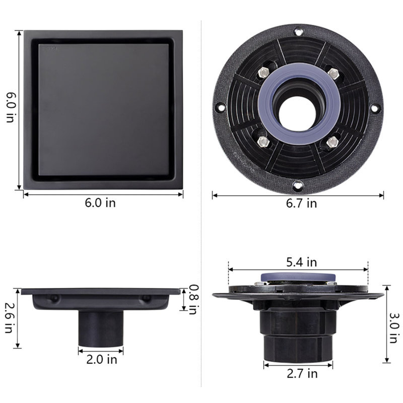 6'' W Tile-In, Matte Black