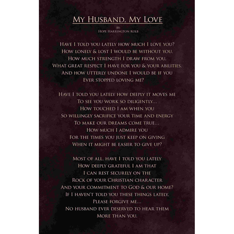 «My Husband Hope House Poem», art textuel sur toile tendue, H 48 po x l 32 po