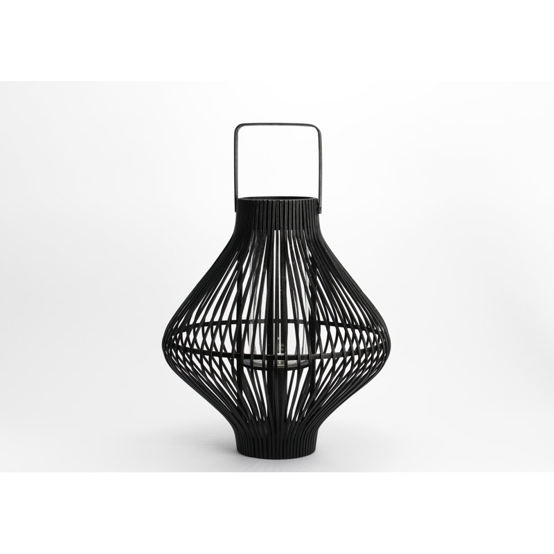 Bamboo Floor Lantern, Black