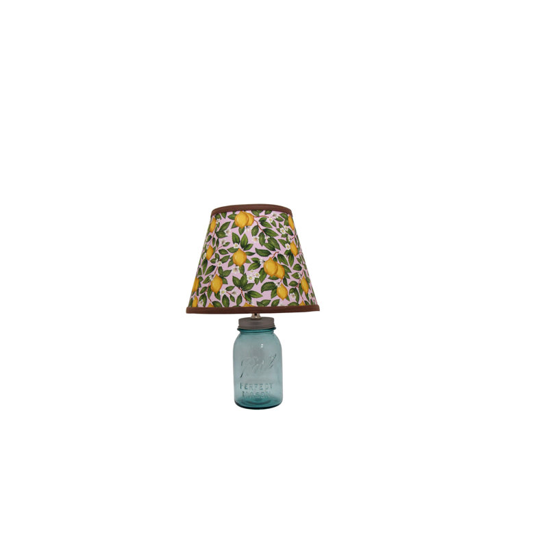 Lampe Chimal - pot Aqua Quart Mason avec abat-jour imprimé citron