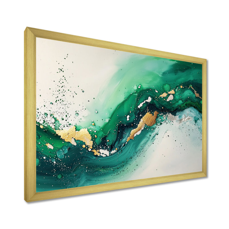 Altizer - Abstract Wall Art, 34" H x 44" W, Cadre simple, Gold