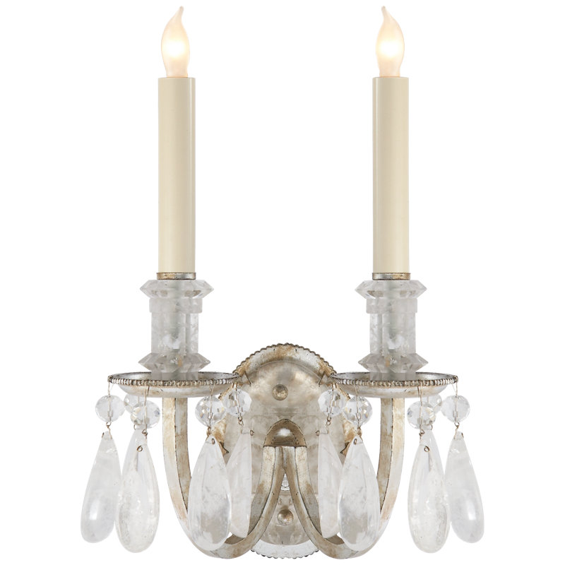 Thomas O'Brien Elizabeth Double Sconce, Burnished Silver Leaf