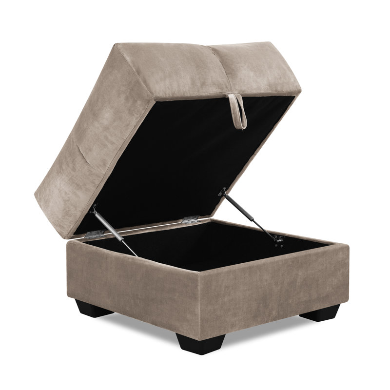 Tusarora 70cm Wide Velvet Square Solid Colour Ottoman with Storage, Brown