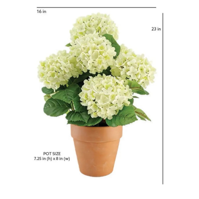 23" Artificial White Potted Hydrangea Plant