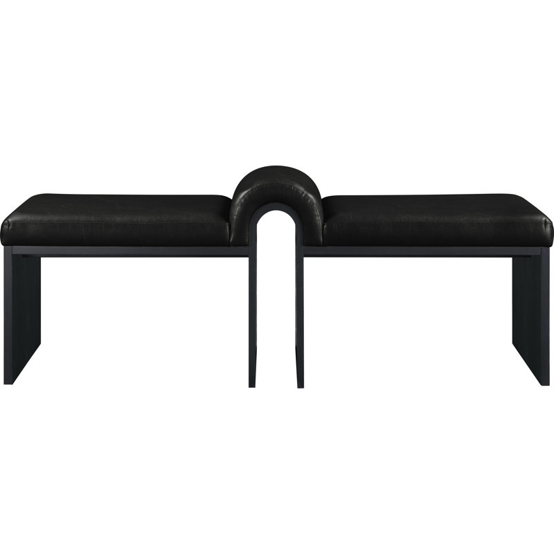 Banc en cuir Delphine Vegan, Noir, Cuir végétalien noir