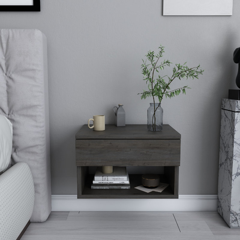 Jamot 44.6cm W Bedside Table, Dark Oak