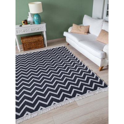 Rayshad Chevron Cotton Machine Made Indoor / Outdoor Area Rug