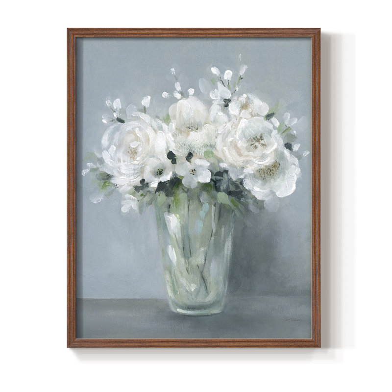 «All White Blooms», reproduction encadrée - bois massif, Brun, H 28 po x l 22 po
