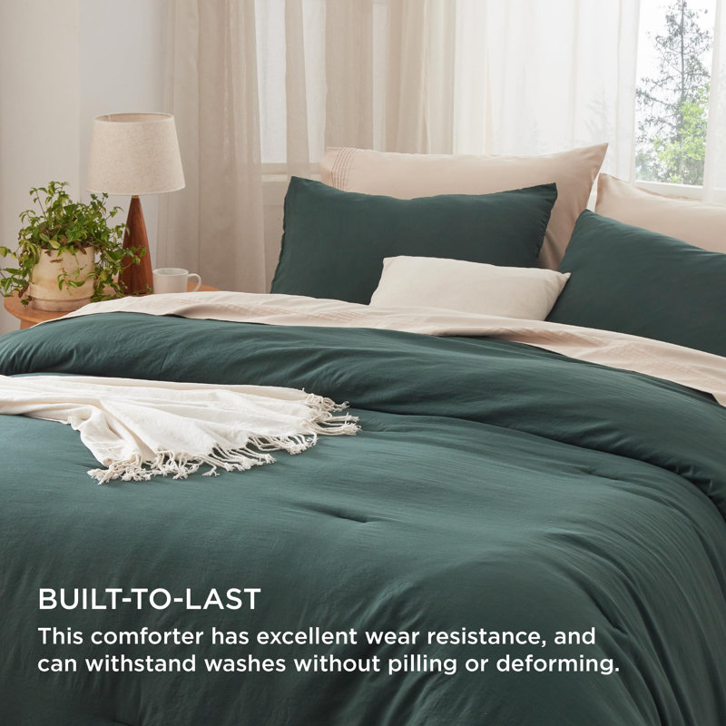 Bedsure Reversible Prewashed Comforter Set, Mineral Blue, Queen Comforter + 2 Standard Pillowcases