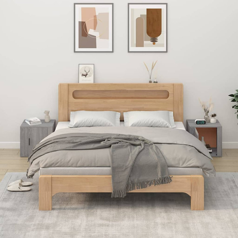 Kemi 50cm W Manufactured Wood Bedside Table, Grey, Set of 2