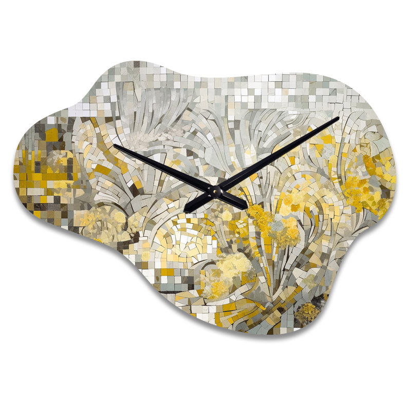 Horloge murale asymétrique en métal jaune et crème bohémien Hibbard I - Boho, Petit