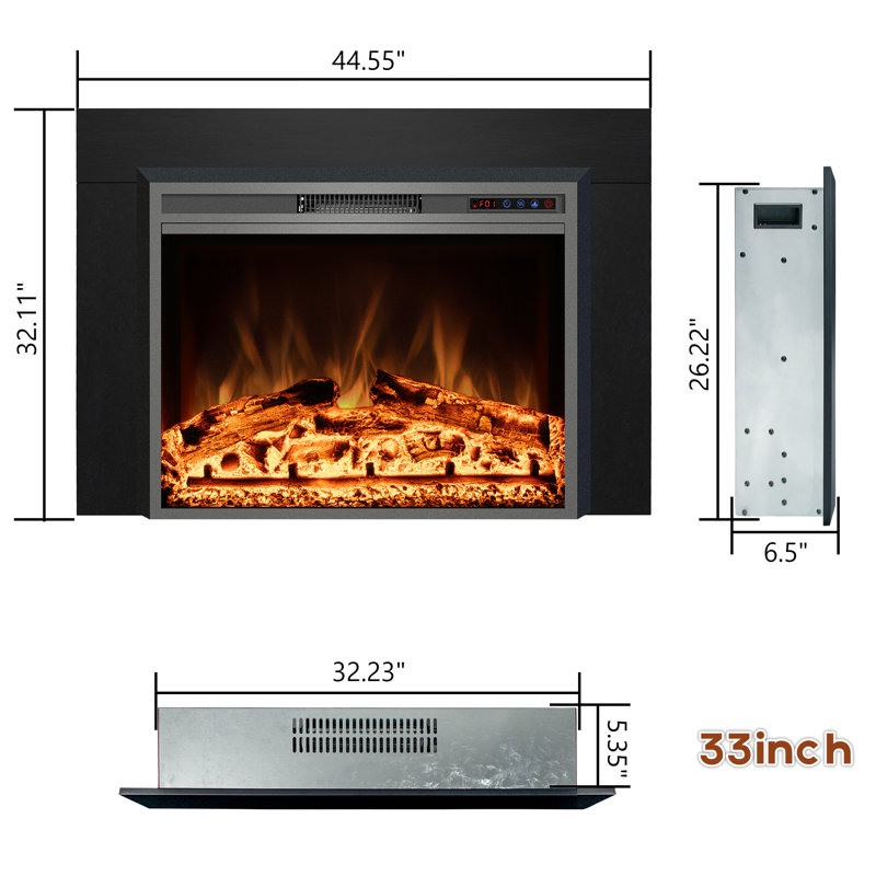 Cassella Black Electric Fireplace with 5120 BTU, 29.5" H x 41.9" W x 6.5" D