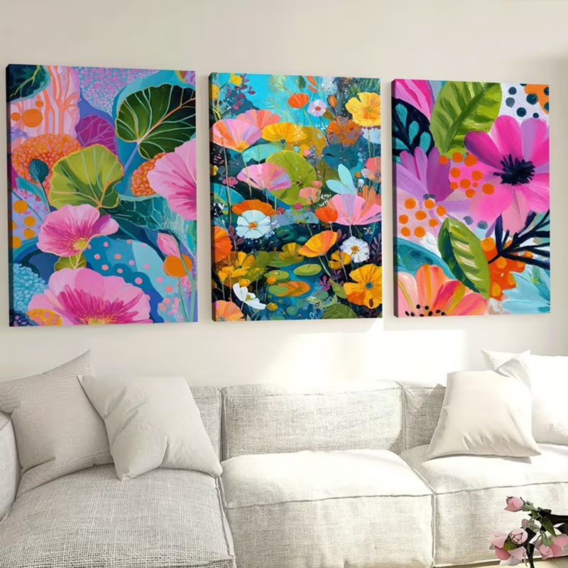 3 Piece Wrapped Canvas Wall Art, 30 cm H x 60 cm W