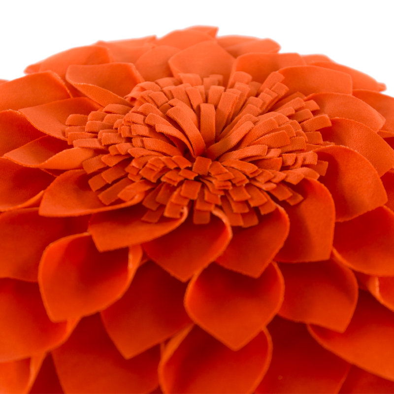  3D Floral Accent Pillow Handmade Flower Throw Pillow Decorative Cushion Cover & Insert, Orange Red, 12" x 12"