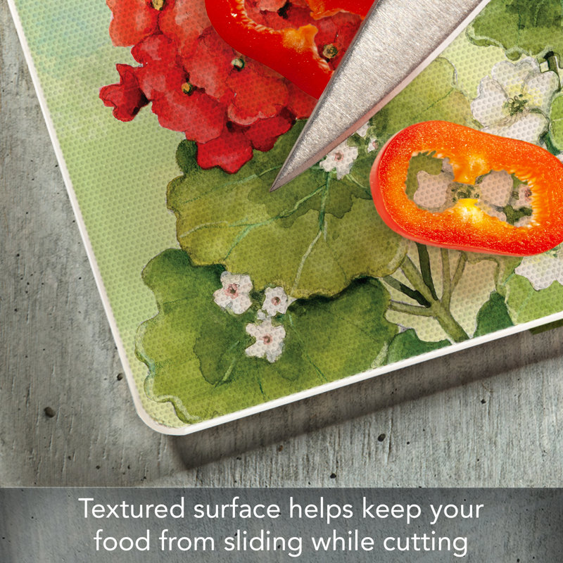 Nature's Grace Floral Tempered Glass Cutting Board 10" x 8"