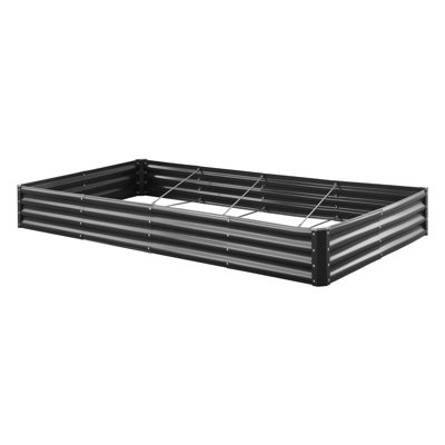 Metal Raised Garden Bed, 8 x 4 x 1 ft Outdoor Galvalume Planter Garden Box, Open Bottom Design, Large Planter Raised Bed for Growing Vegetables, Flowers, Herbs, and Succulents, Dark Gray