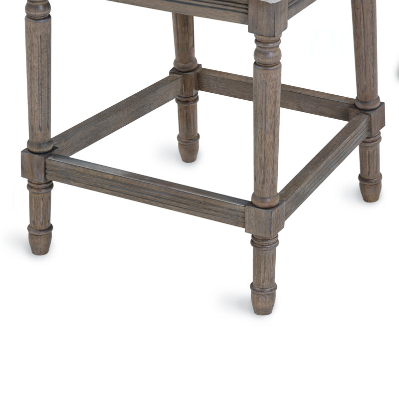 Tabouret de bar gris patiné de 31 po de hauteur avec siège et dossier rembourrés gris Charleston