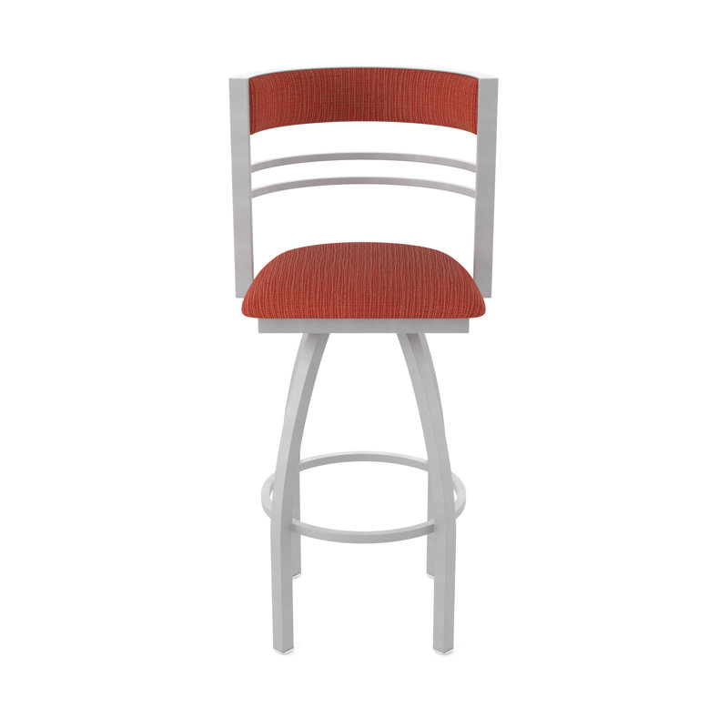 Hunter Swivel Stool, Nickel anodisé, Tabouret de bar (siège d'une hauteur de 36 po), Tissu graphique coquelicot