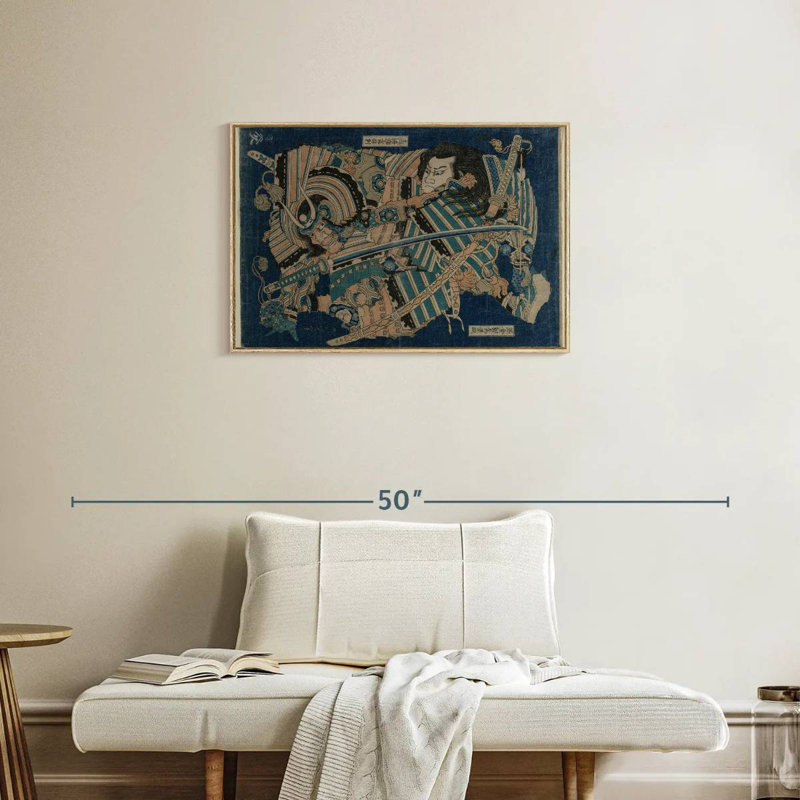 Hokusai Kamakura, Floating Frame Natural Wood, 31" X 21"