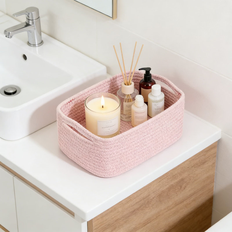 3-Pack Woven Storage Baskets With Handles, Soft Cotton Rope Organizer Bins For Shelves, Closet, Nursery & Home Decor, Decorative Storage Boxes For Toys, Books, Gifts & Clothes