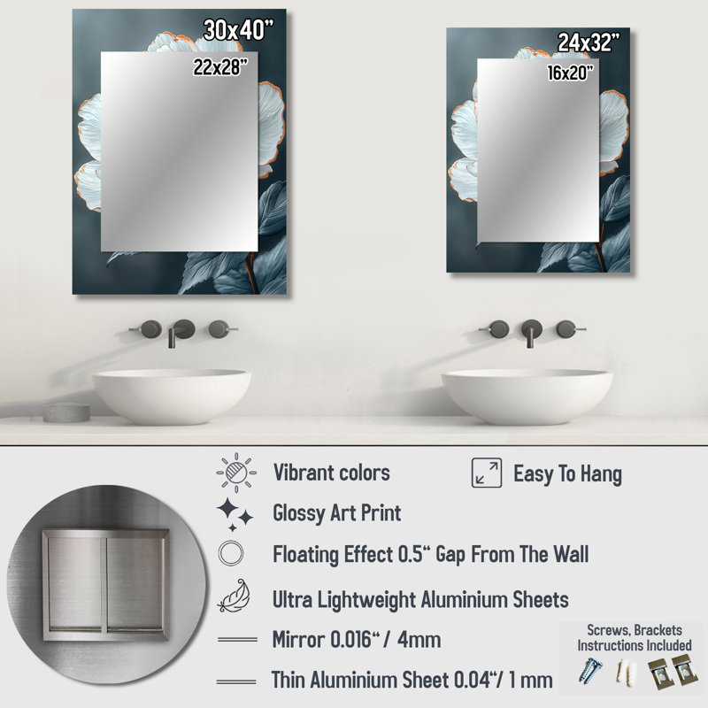 Pink Gold Peony Bloom In Sunlight IV - Peony Mirror, Modern Unique Wall Mirror, Printed Metal Art, 32" x 24"