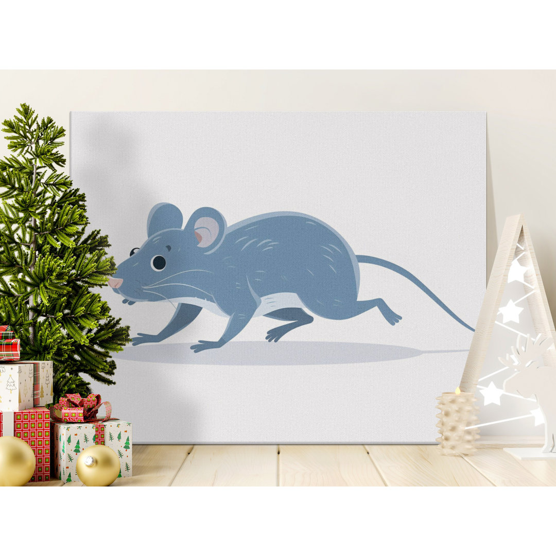Cute Blue Mouse Nursery Canvas Print