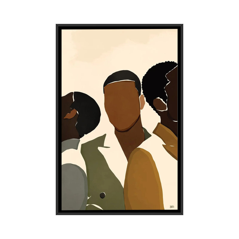 Impression d’art graphique, "Brothers" par Brie Nicole, H 60 po x l 40po x P 1,5 po, Toile avec cadre noir, Pas de tapis