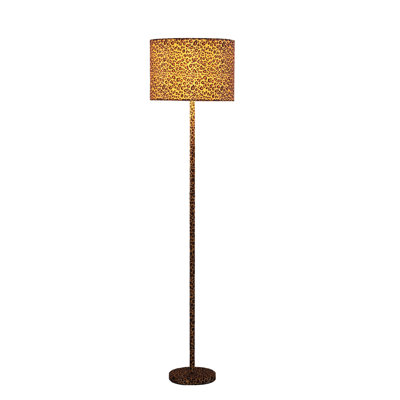 Lampe de chevet 59 "en métal orange et noir avec abat-jour tambour orange et noir
