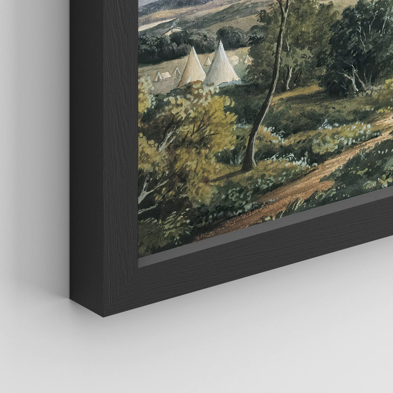 "Campagne champ vert émeraude" sur papier, H 8 po x l 10 po, Noir