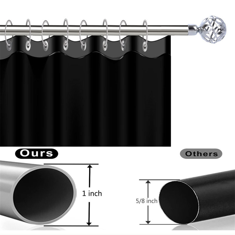 Jacky Silver Stainless Steel Adjustable Single Curtain Pole, 274cm W x 3cm D