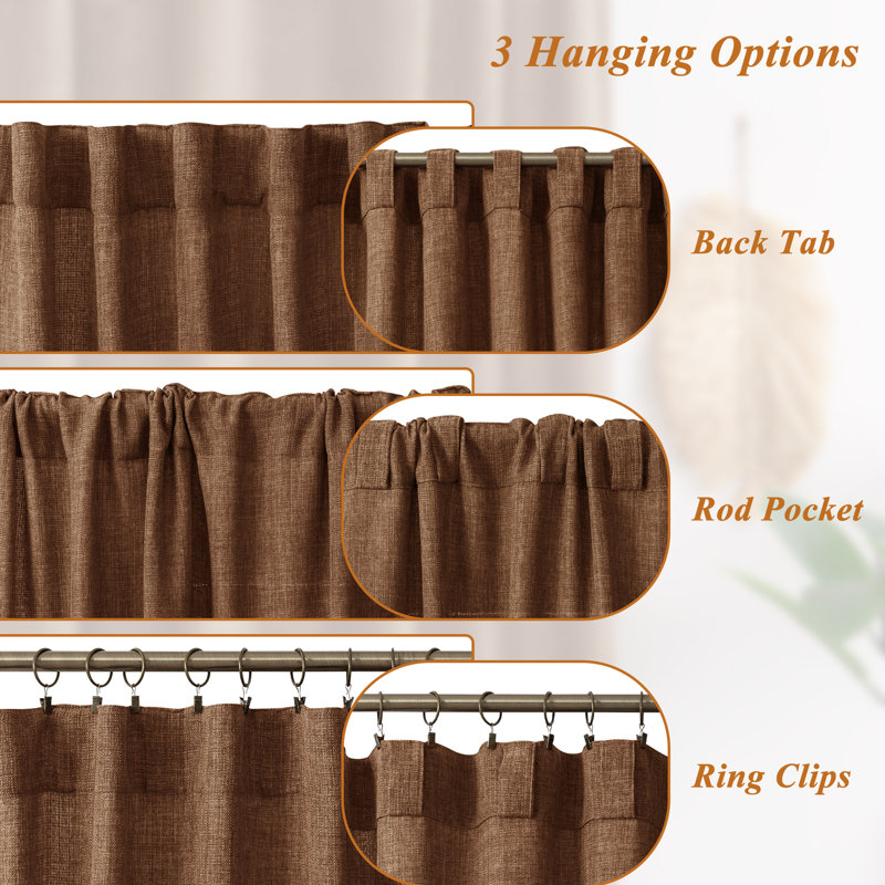 Paire de rideaux semi-transparents, L 52 po x L 96 po, Chocolat