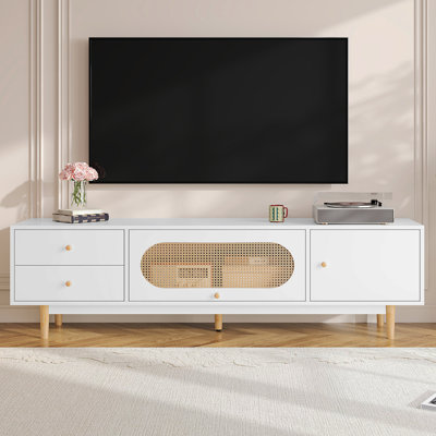 70 Inch TV Stand For Tvs Up To 80 Inch, Minimalist TV Console Table With Drawers, Media Entertainment Center For Living Room, Bedroom