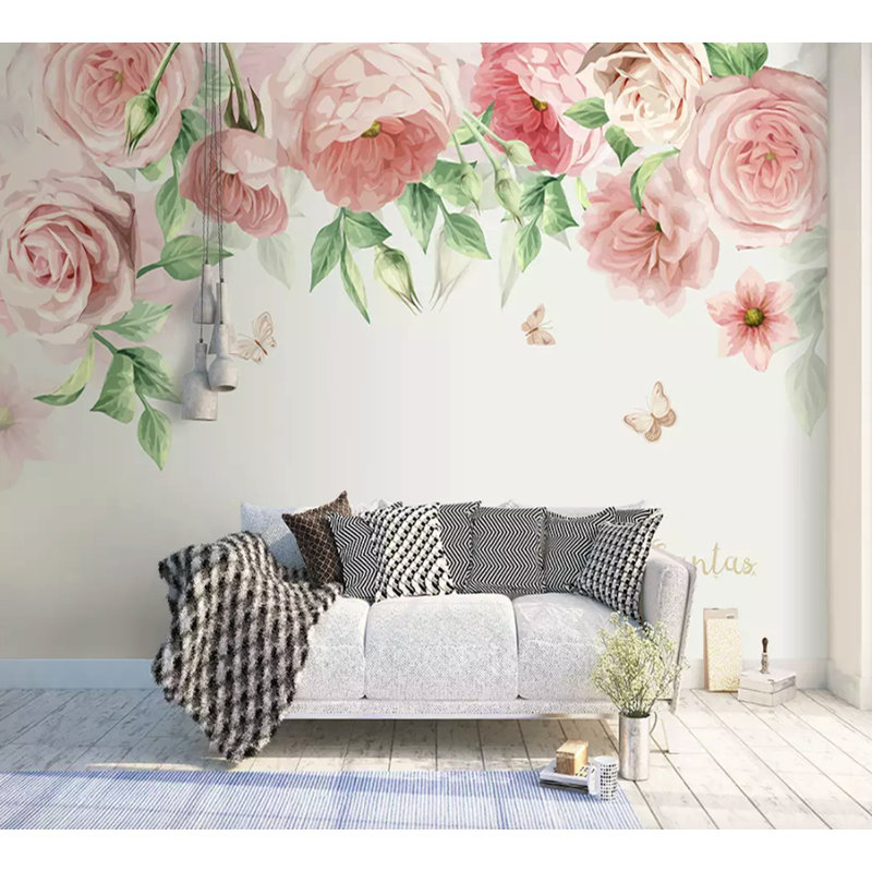 Papier peint amovible floral anglais, L 98,04 po x l 150 po