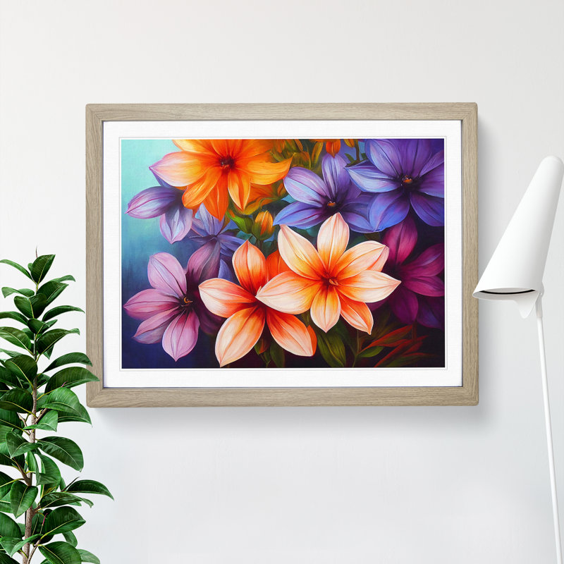 Lovable Flowers - Single Picture Frame Print, 25cm H x 34cm W x 2cm D, Oak