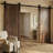 18 series 22in.X79 in. 3/4 inch thickness 2-Panel Walnut Color Finished MDF Sliding Barn Door With Hardware Kit