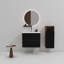 Meuble-lavabo moderne de 24 po - Noir doux et couleur noyer. Grand rangement avec trop-plein en céramique. Système de système de fermeture en douceur silencieuse. Rangement spacieux intégré, fonctionnel-1083718137